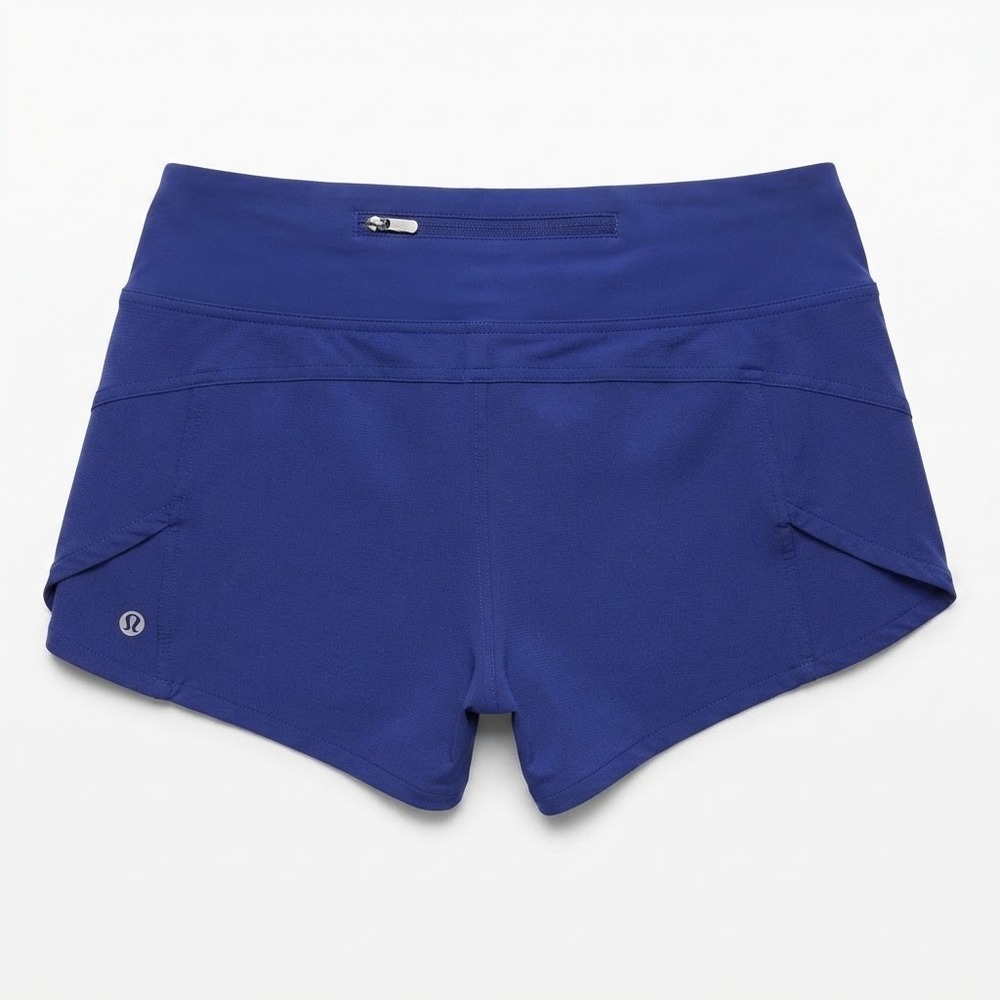 Lululemon Blue Running Shorts Zipper Pocket Athletic Workout Gym Womens Size M